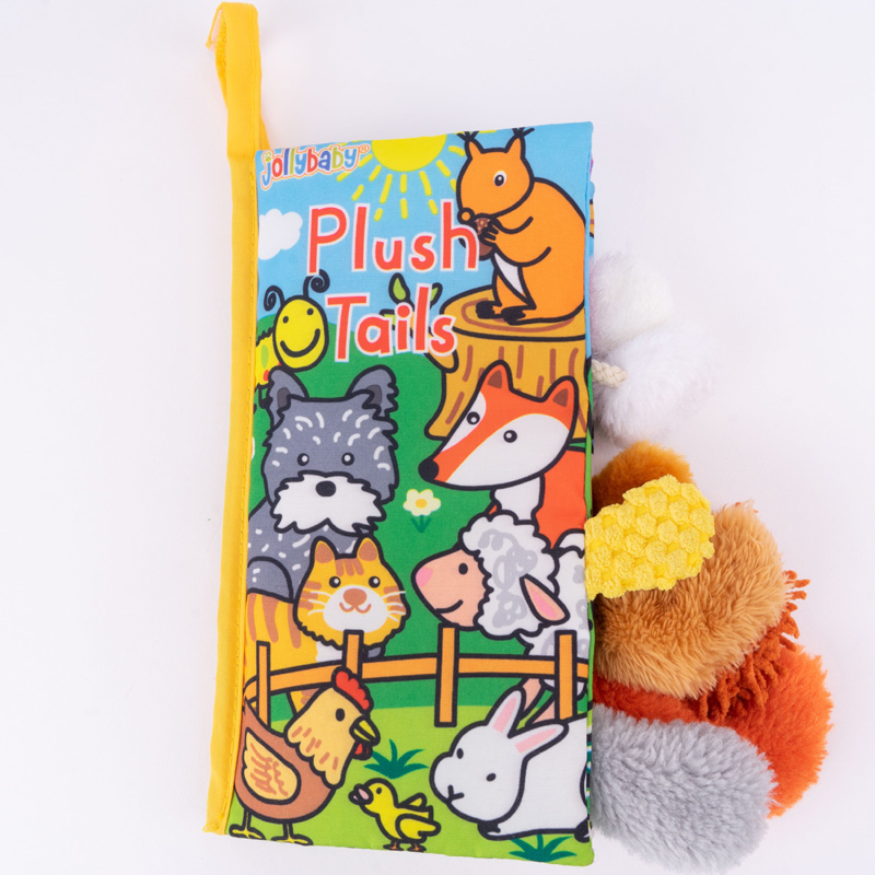 Jolly Baby Książeczka z ogonkami New fluffy animal tail cloth book EN